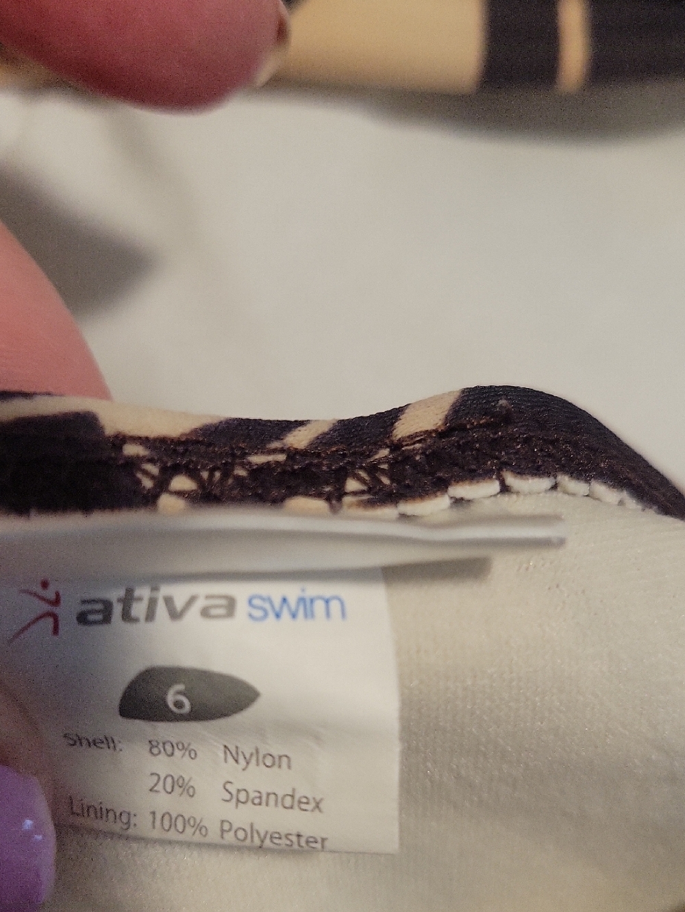 Ativa Beige & Black Swirl Halter Bikini Set SZ 6 - Picture 3 of 6
